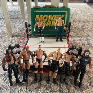 WWE Wrestling Action Figures Set with Ring and Briefcase